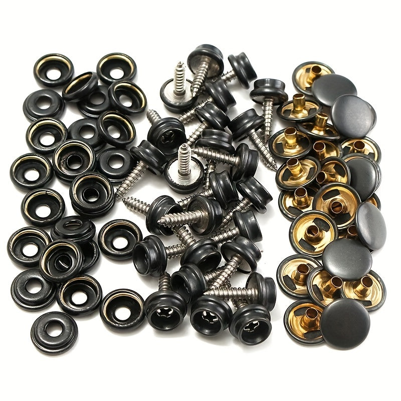25 Sets 15mm Stainless Steel Screws Copper Buckle Waterproof Cloth Boat Cover