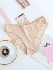 6pcs Mixed Lace Trim Low Waist Panties Pack