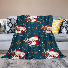 Christmas Snowman Santa Reindeer Blanket Soft Lightweight Throw