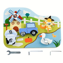 Farm Wooden Screw Twisting Toy Set