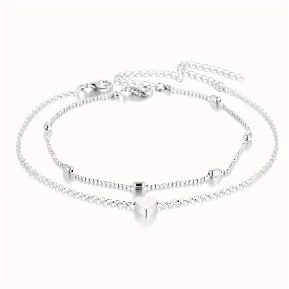 2 Pcs Dainty Anklet Set Beach Foot Jewelry Summer Accessories