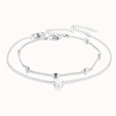2 Pcs Dainty Anklet Set Beach Foot Jewelry Summer Accessories