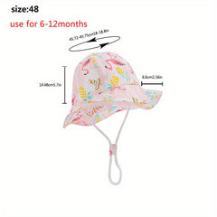 Kids Flamingo And Fish Graphic Bucket Hat Breathable Fisherman Hat Beach Sun Cap