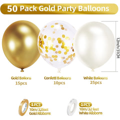 50pcs Golden Balloons Kit 12 Inches for Wedding Baby Shower Event Decoration