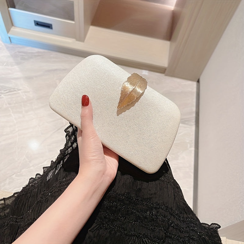 Metal Leaf Clutch Wallet Evening Bag Women's Purse