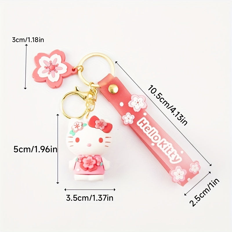 Pink Sakura Keychain Ornaments Cartoon Pendant Car Key Ring