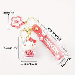 Pink Sakura Keychain Ornaments Cartoon Pendant Car Key Ring