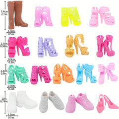 Doll Shoe Accessories Set - 7pcs/10pcs Colorful High Heels Sandals Flats Boots