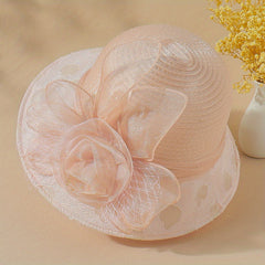 Vintage Organza Sun Hat Mesh Flower Bucket Hat Outdoor Beach Hats