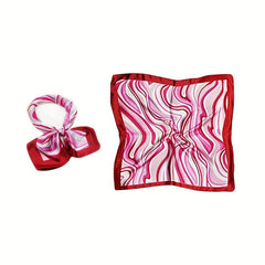 Classic Striped Square Scarf Satin Neckerchief Bandana Women Head Wrap