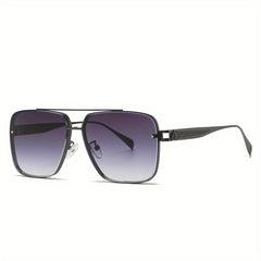 Men Square Frame Metal Sunglasses For Cycling Driving