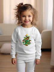Christmas Tree Graphic Crew Neck Long Sleeve Sweatshirt Kids Clothes