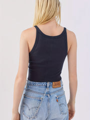 Ribbed Cami Top Crew Neck Sleeveless Summer Top