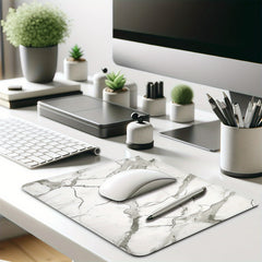 Grey Marble Mouse Pad with Stitched Edges