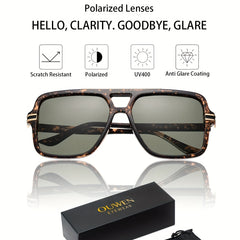 OUWEN Square Polarized Aviator Sunglasses UV400 Eye Protection