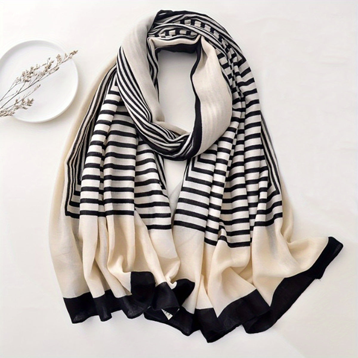 Striped Scarf Shawl Scarf Wrap Head Wrap For Daily Gift For Mother's