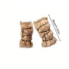 Viking Men'S Cape Shawl & Wrist Cover Set Faux Fur Scarf Polyester Knit
