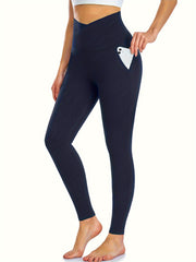 High Waist Sports Leggings With Pockets Tummy Control Soft Running Yoga Pants