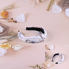 Knotted Wide Edge Headband Solid Bird Print Hairpin Girls Hair Accessories