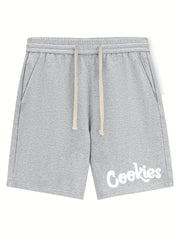 Cookies Letter Print Casual Drawstring Shorts Men's Summer Clothes