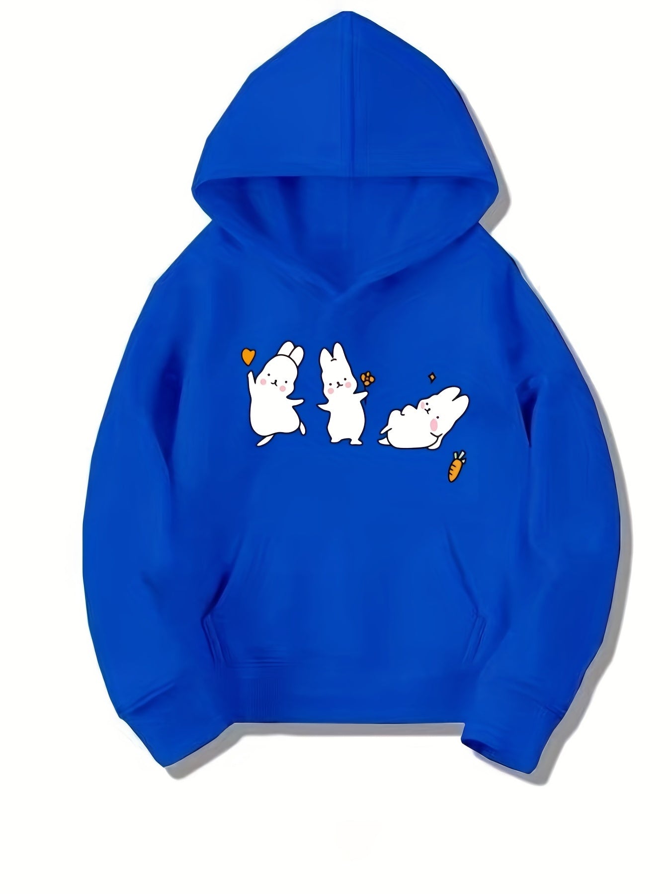 Girls Baby Rabbits Print Hooded Sweatshirt Top