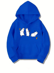 Girls Baby Rabbits Print Hooded Sweatshirt Top