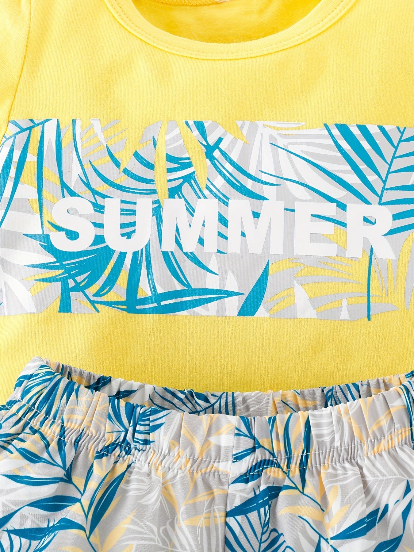 3pcs Baby Boys Leaf Print T shirt & Shirt & Shorts Set