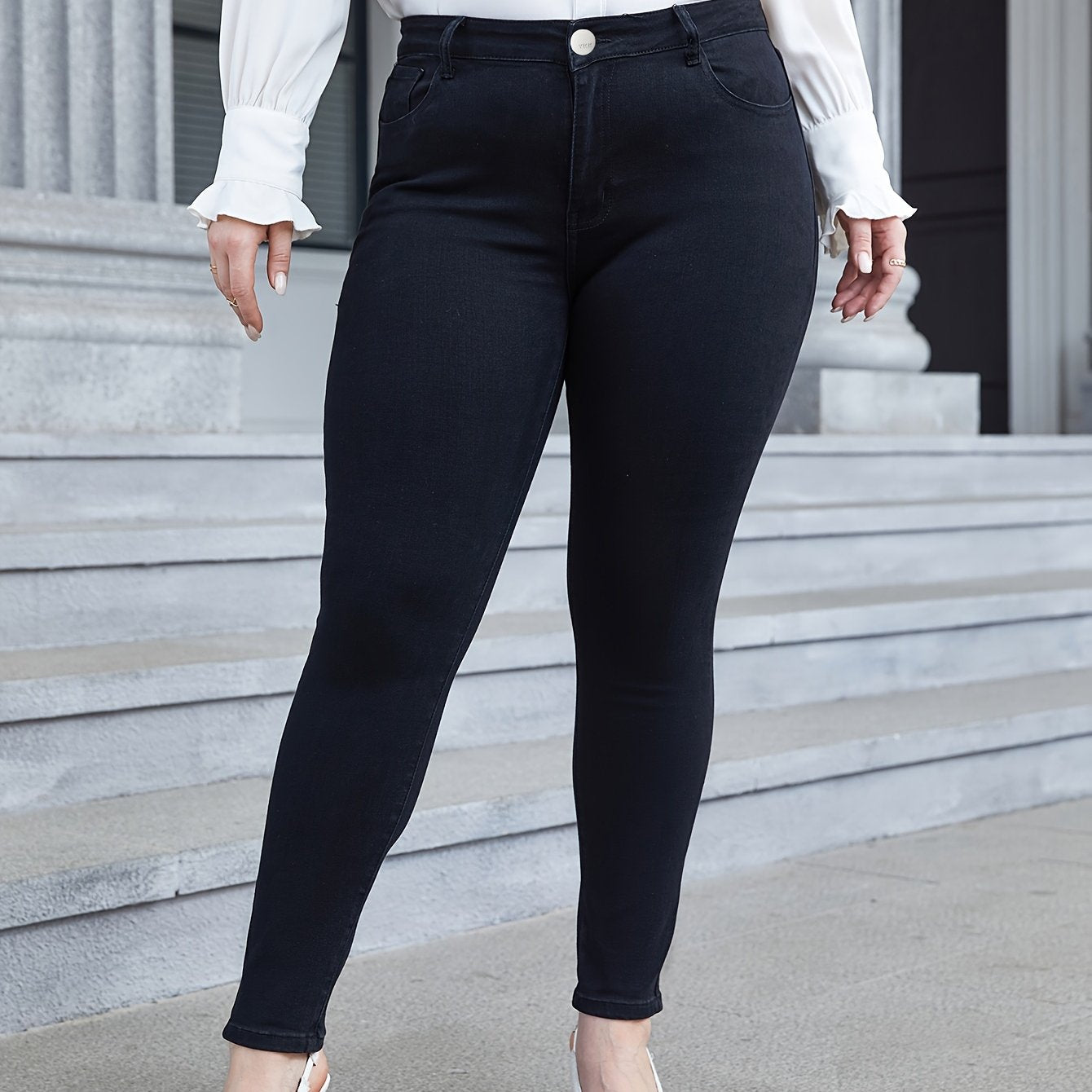 Button Fly Slim Fit High Stretch Jeans