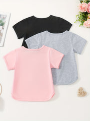 3pcs Girls Cropped Short Sleeve T shirt Set Spring Summer Gift