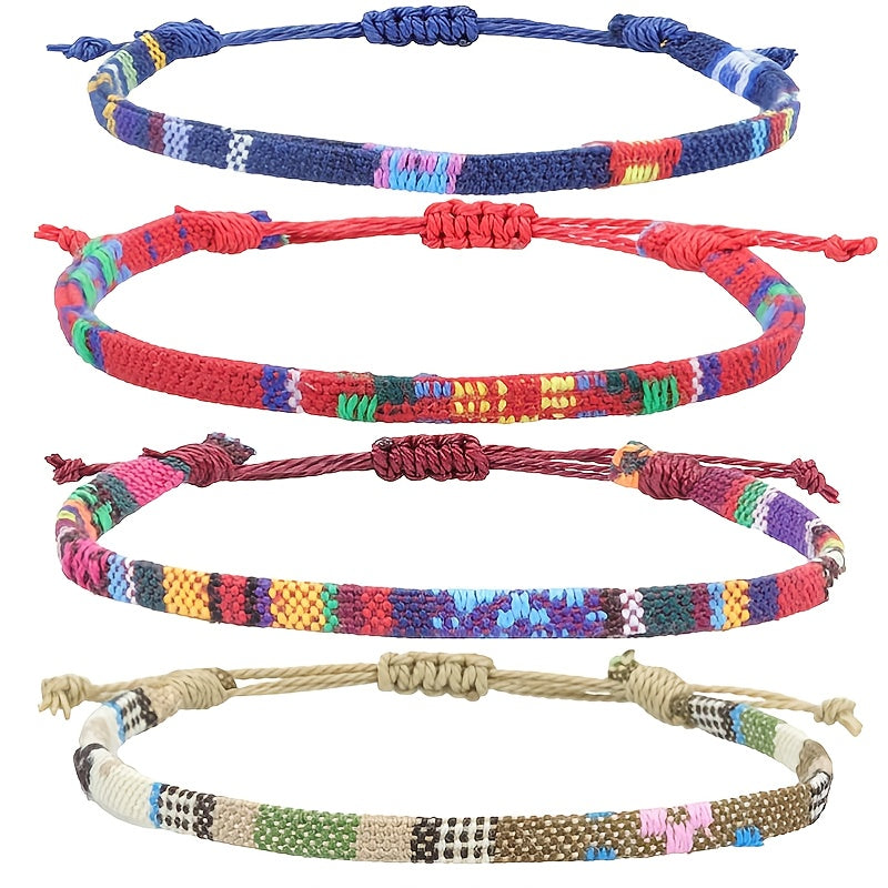 4pcs Boho Braided Rope Anklet Bracelets for Girls