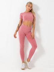 2pcs Seamless Activewear Set with Butt Lifting Leggings and Top
