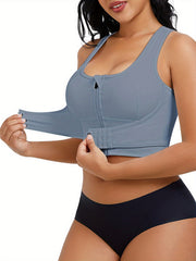 High Stretch Zipper Front Sports Bra for Women