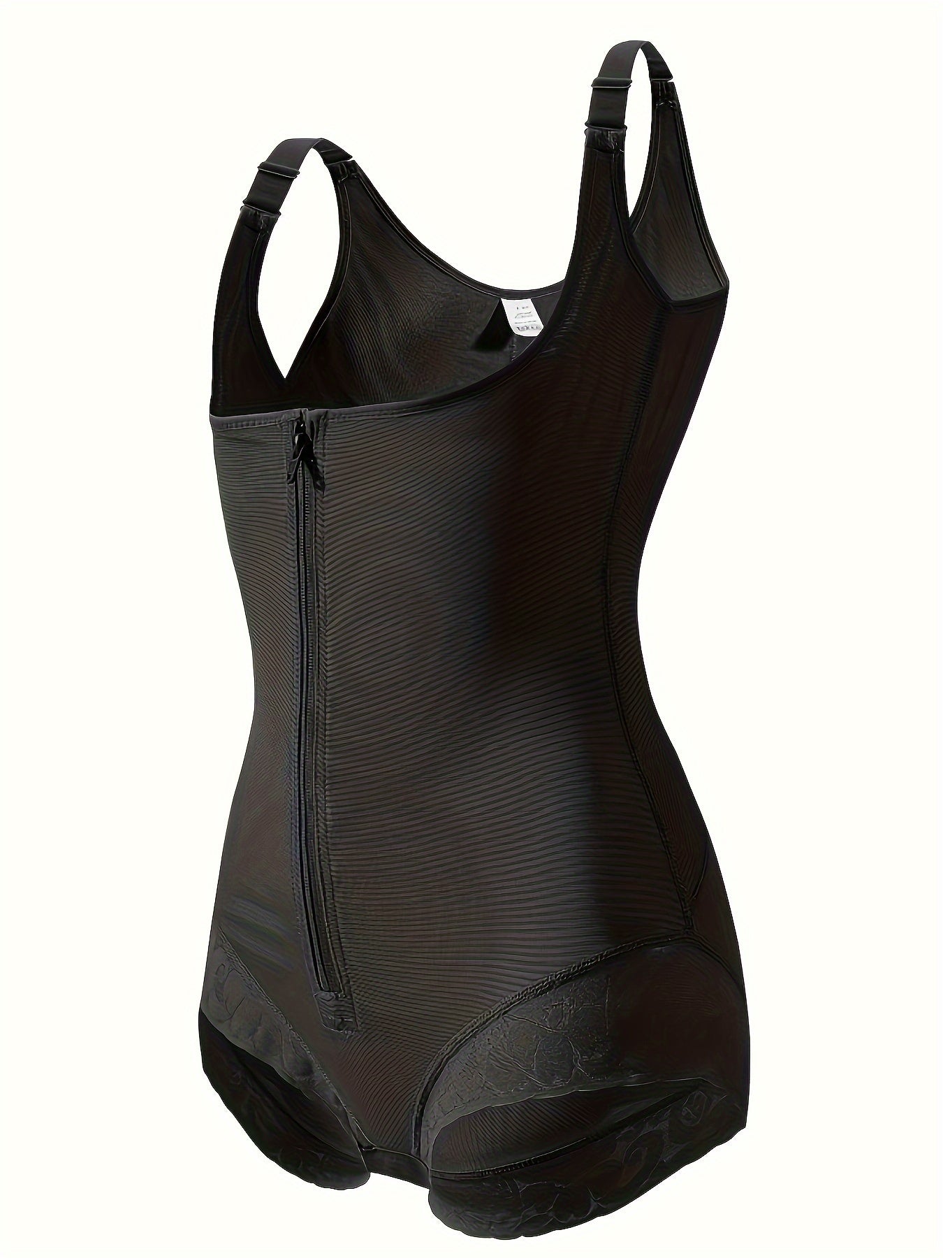 Lace Trim Shaping Romper Tummy Control Butt Lifting Zip Up Body Shaper