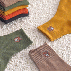 5 Pairs Cartoon Bear Print Socks Comfy & Crew Women's Stockings