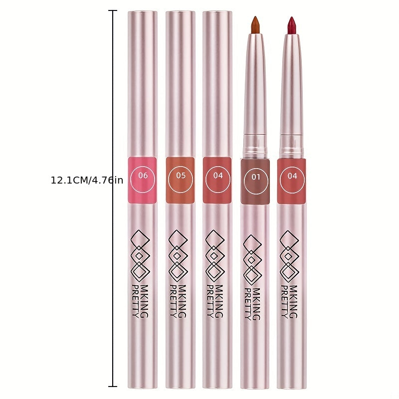 6 Colors Lip Liner Pencil Waterproof Long Lasting Non Smudge Pen Red Eyeliner