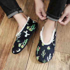 Men's Graphic Plush Cozy House Slippers Anti-skid Slip-on Shoes