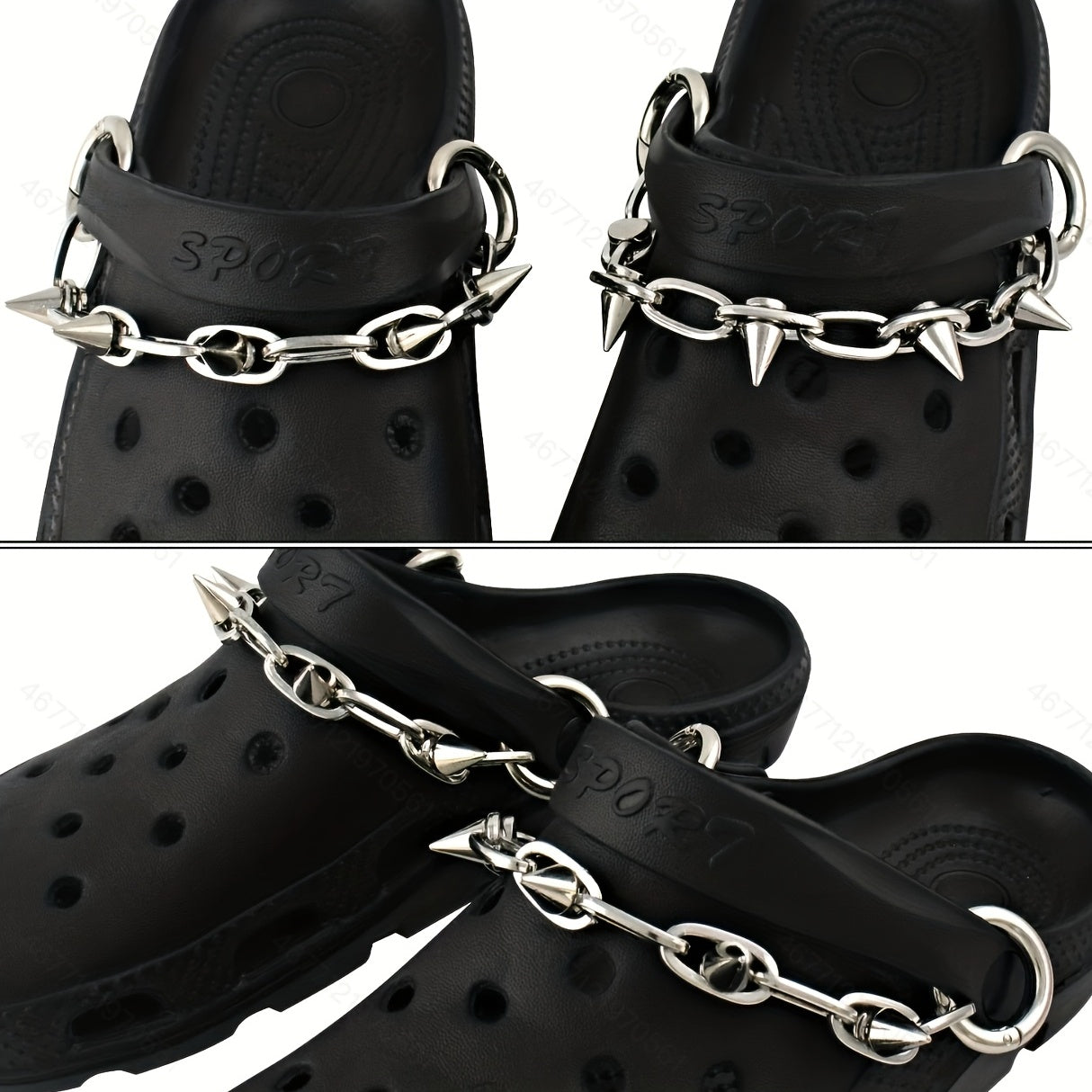Punk Metal Style Shoe Charms Chains DIY Shoe Decoration