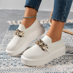 Women's Mesh Air Round Toe Flat Shoes Slip On Loafers