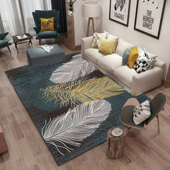 Modern Minimalist Feather Print Soft Area Rug for Living Room