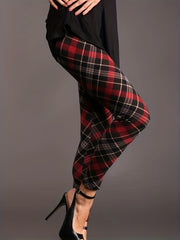 Plaid Print High Rise Stretchy Skinny Leggings