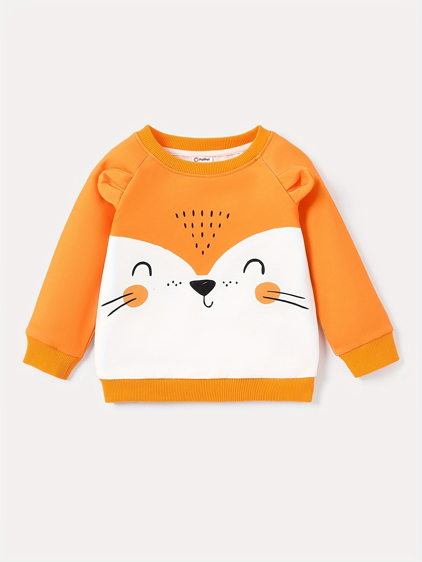 Animal Print Long Sleeve Sweatshirt with 3D Ears