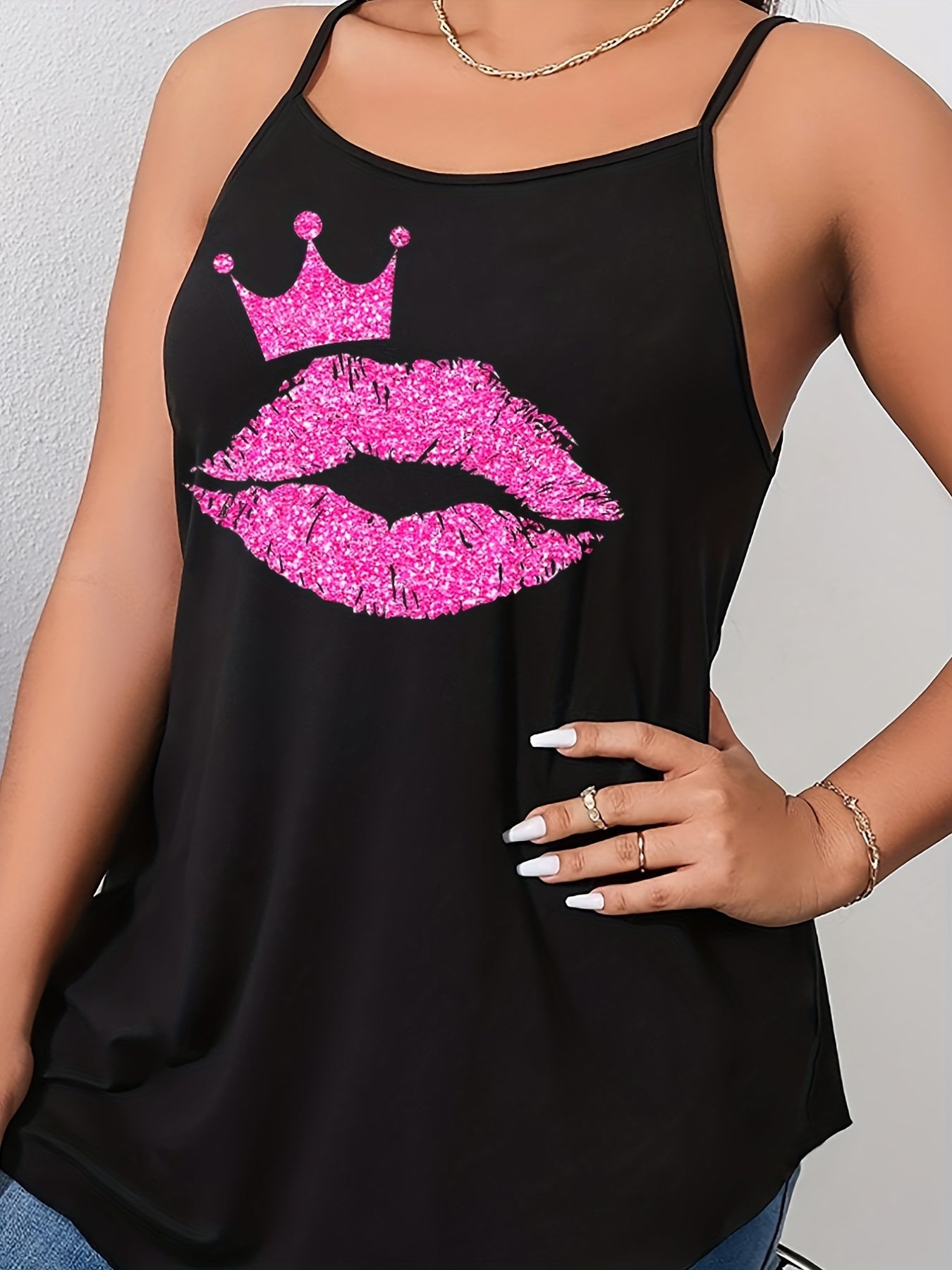 Crown & Lip Print Cami Top