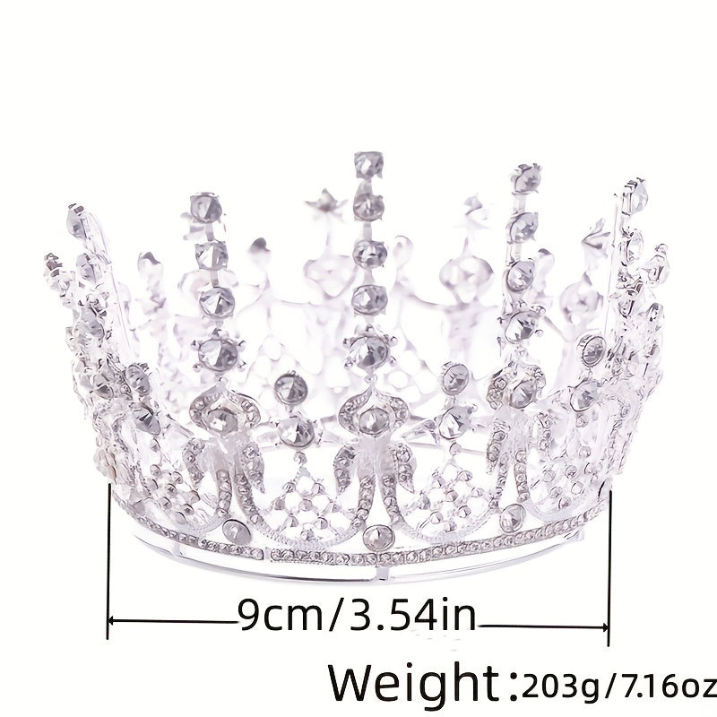 Golden Rhinestone Crown Tiara For Women Bride Wedding Hair Accessories