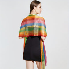 Rainbow Sexy Tassel Shawl Sunproof Mesh Scarf
