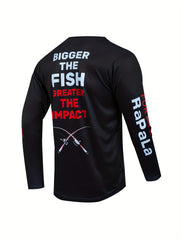 Men's Fish Bone Pattern Shirt Casual Crew Neck Long Sleeve Tee Top
