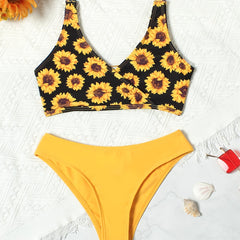 Sunflower Girl's Bikini Set Tank Top & Briefs Swimsuit for Beach Vacation