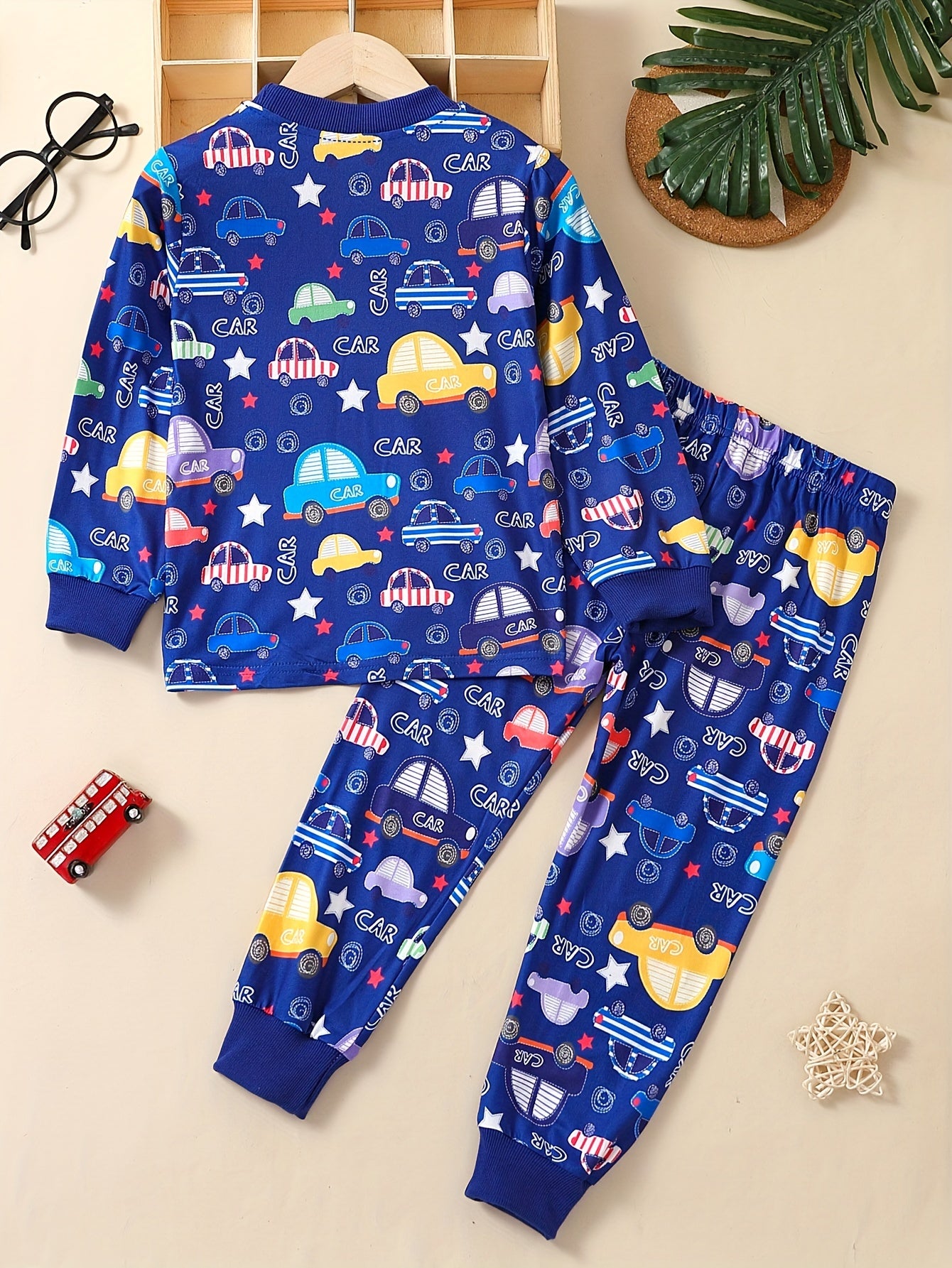 Boy's Car Print Long Sleeve Pajama Set