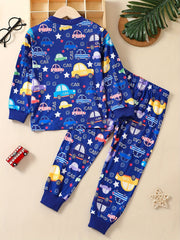 Boy's Car Print Long Sleeve Pajama Set