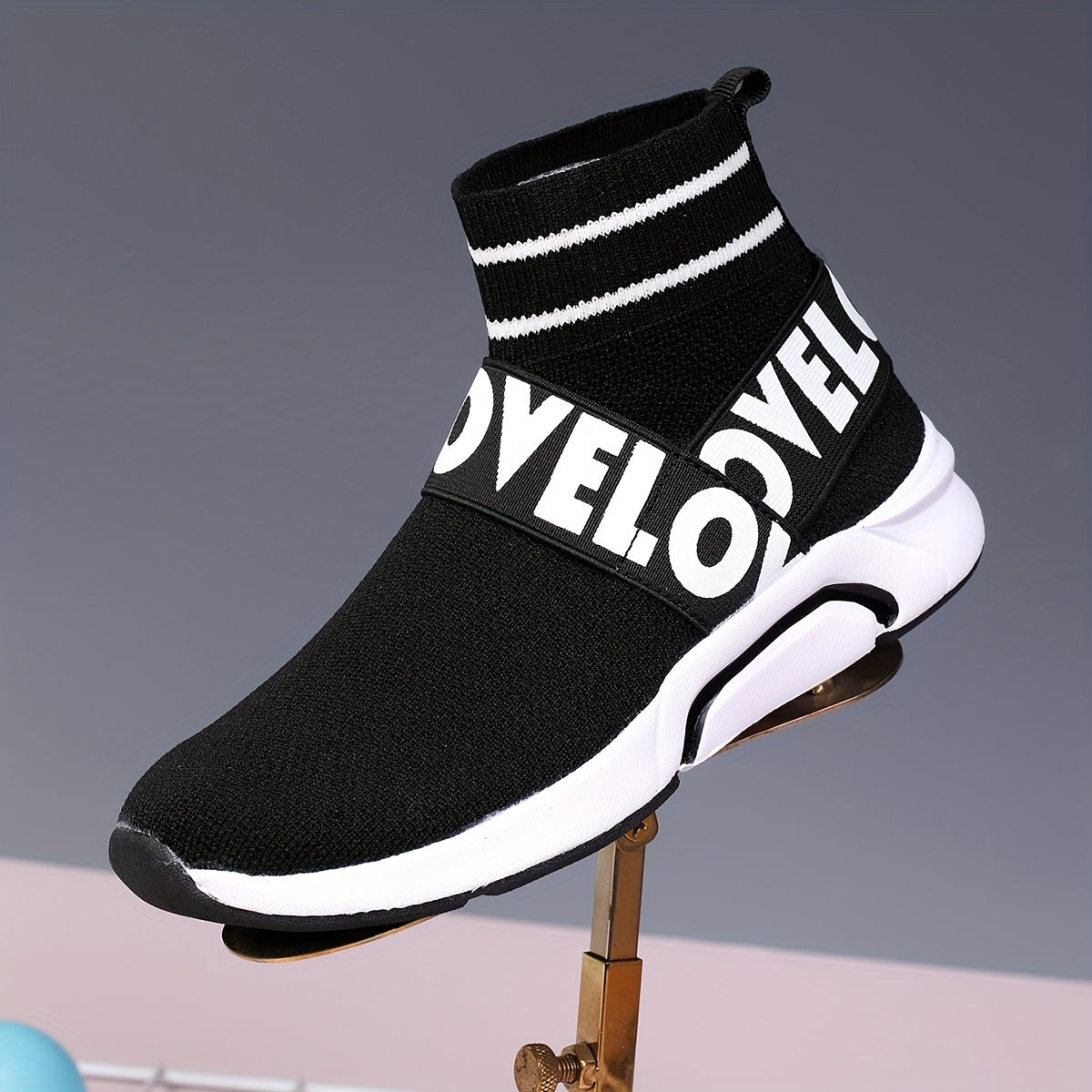 Boy's Slip On Sock Shoes Breathable Woven Knit Sneakers For Outdoor Walking