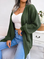 Loose Cactus Lantern Sleeve Cardigan with Pockets